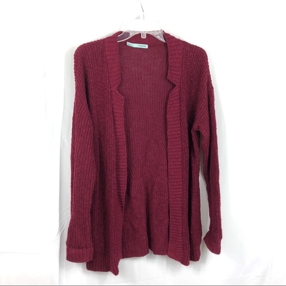 Maurices Sweaters - Maurices Burgundy Split Collar Knit Cardigan Large